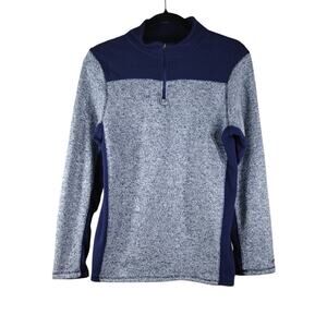 Champion Athleisure Sportswear Athletic Blue Gray Zip Up Pullover Fleece Sweater